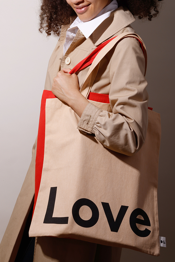 Design Letters Happy Sac de Shopping, jaune