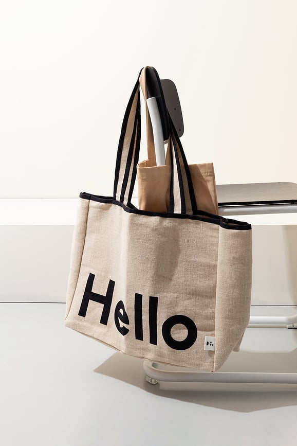 Design Letters Torba univerzalna s natpisom Hello bež-crna
