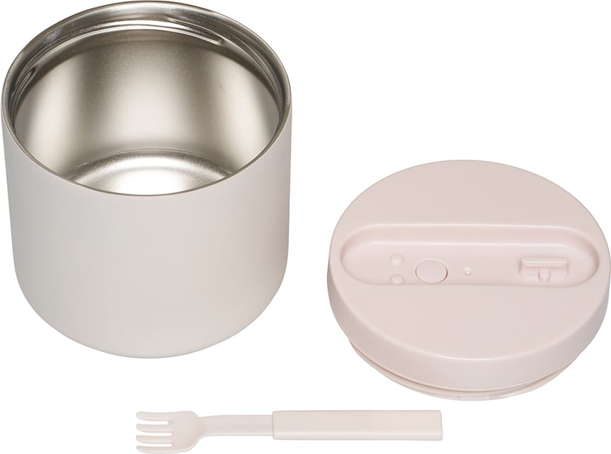 Fiambrera térmica To Go, grande, beige con tenedor, Set de 2 piezas