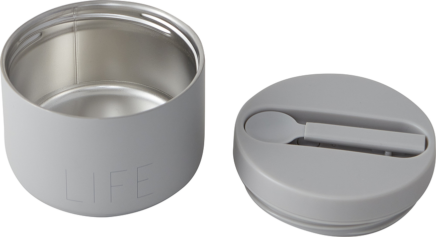 Termo para Alimentos To Go Life, pequeño, gris, con cuchara, Set de 2 piezas