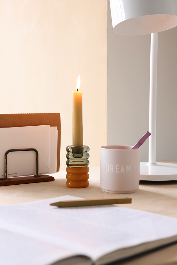 Hoop Κηροπήγιο για κλασικό κερί, κίτρινο-γκρι