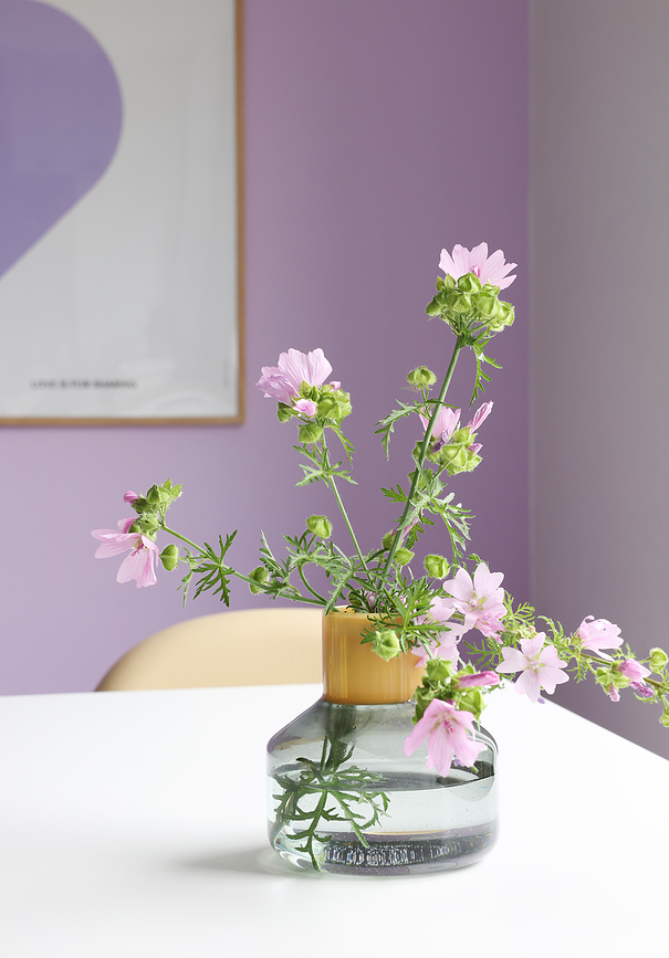 Jarrón mediano Generous, amarillo y gris