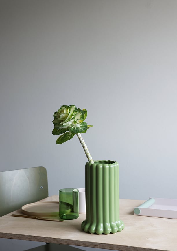 Jarrón Tubular, 24 cm, beige