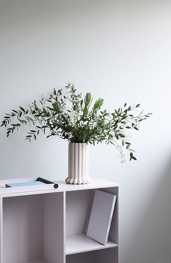 Jarrón Tubular, 24 cm, beige