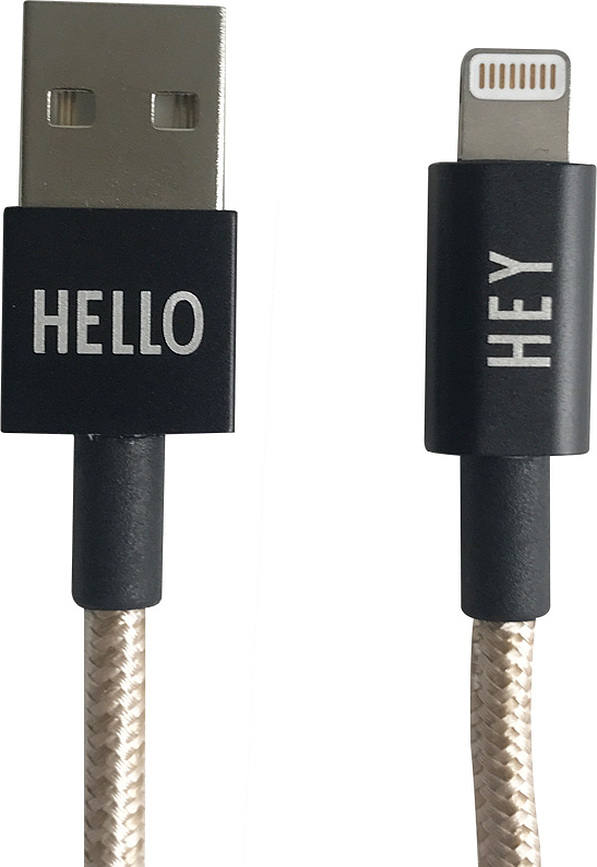 Кабель USB Design Letters для iPhone/iPad, золотий