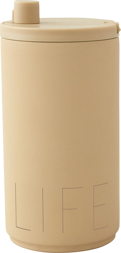 Kelioninis puodelis Design Letters Life bežinės spalvos 350 ml