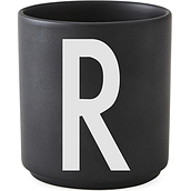 Kubek porcelanowy AJ czarny litera R