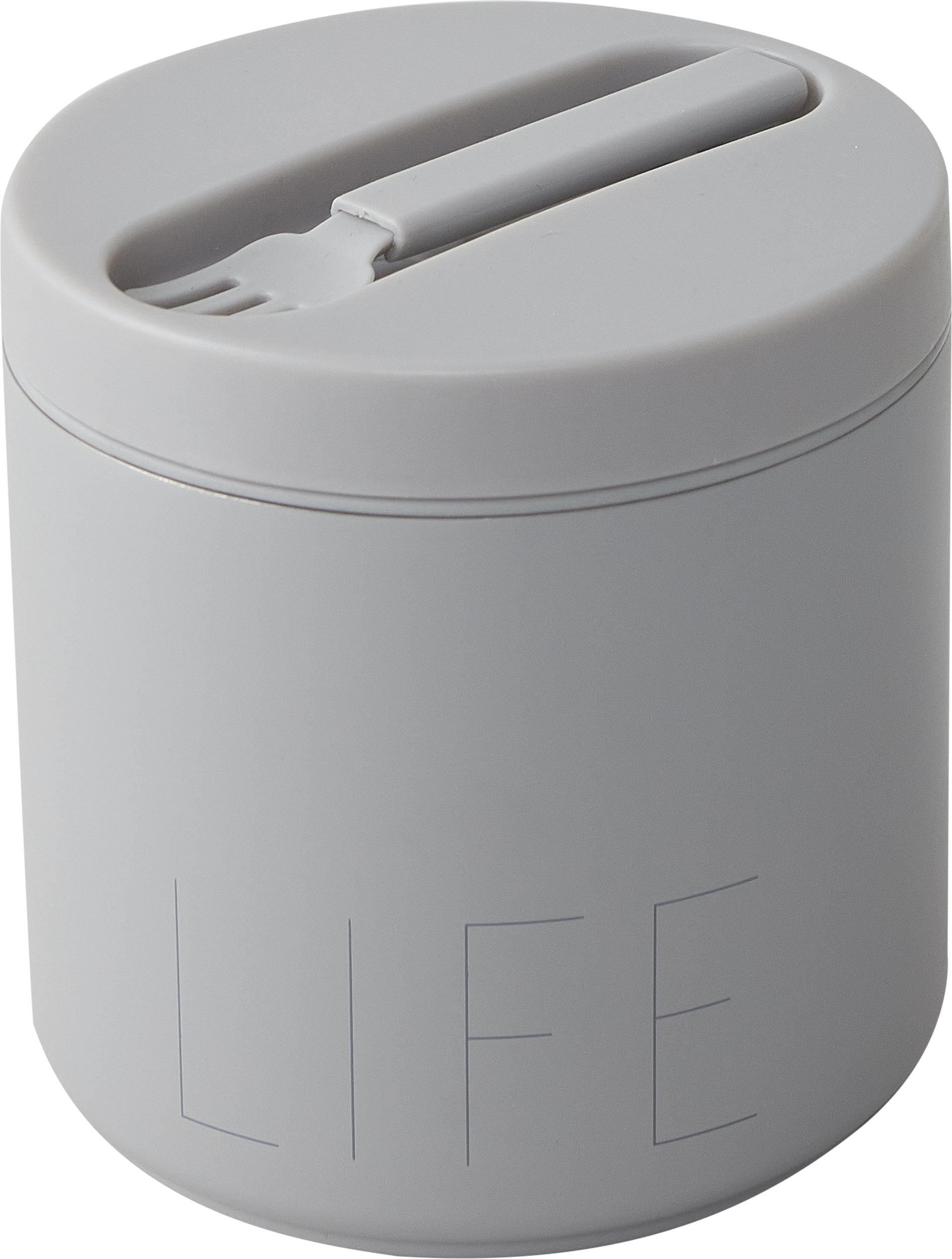 Lunchbox termiczny To Go Life duży szary z widelcem 2 el.