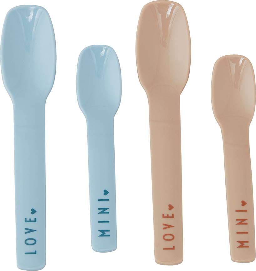 Mini Favourite Cuillères pour enfants, bleu et beige, Lot de 4