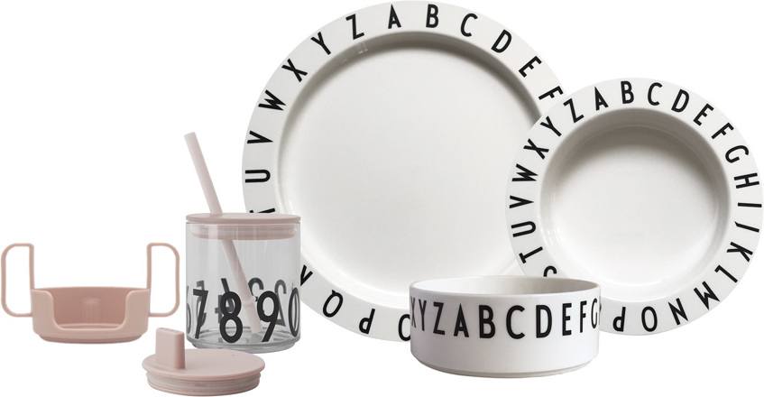 Naczynia dziecięce Eat & Learn pudrowe 4 el.