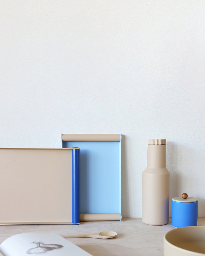 Ray Plateau de Service grand, beige et cobalt