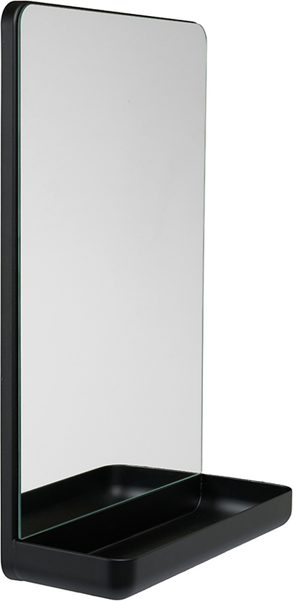 Sieninis veidrodis Mirror & More su lentyna juodos spalvos