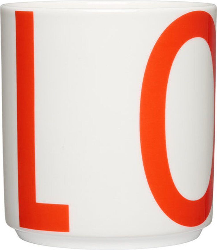 Skodelica Vintage ABC Love, belo-rdeča