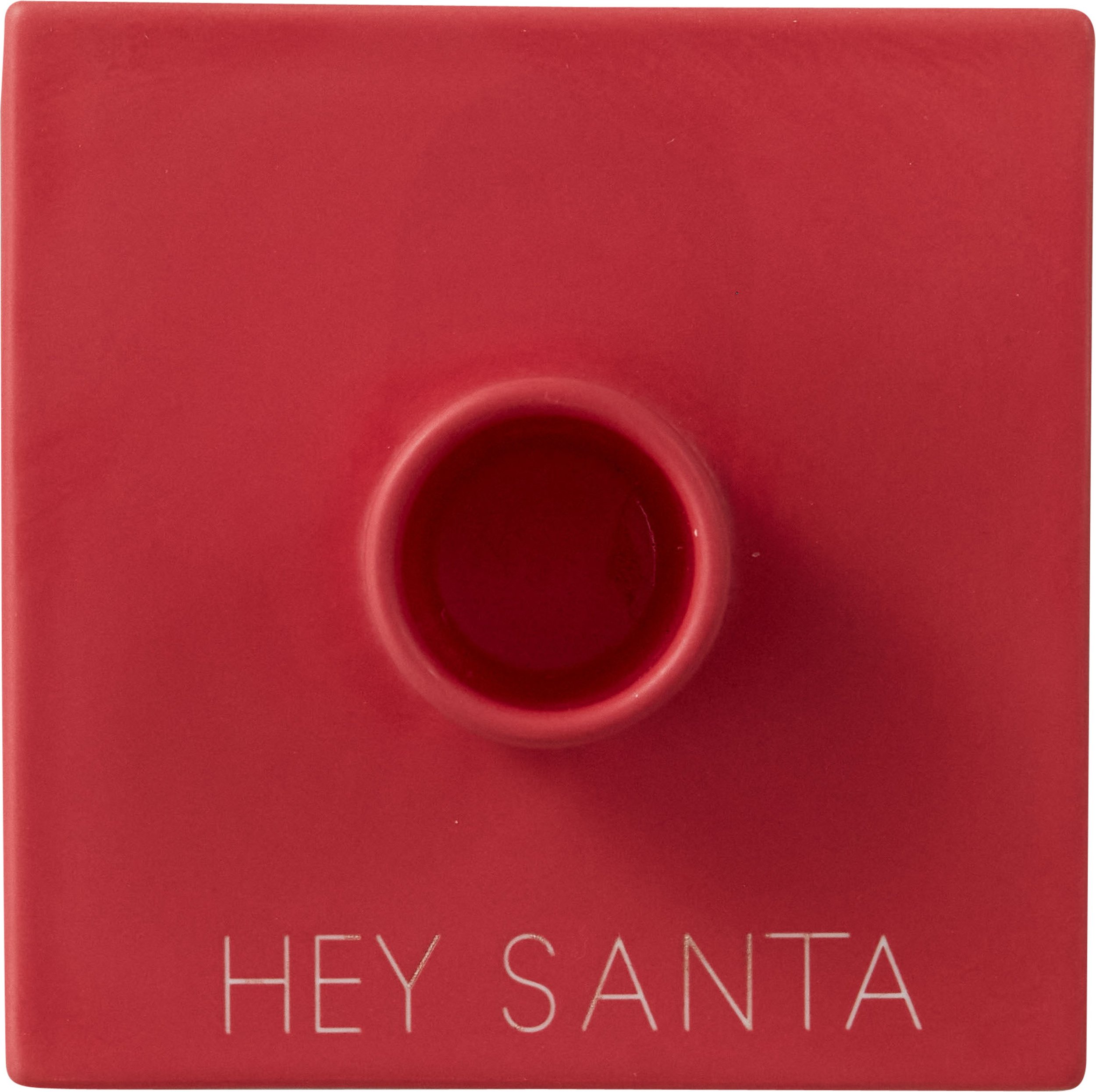 Świecznik na klasyczną świecę Xmas Hey Santa czerwony