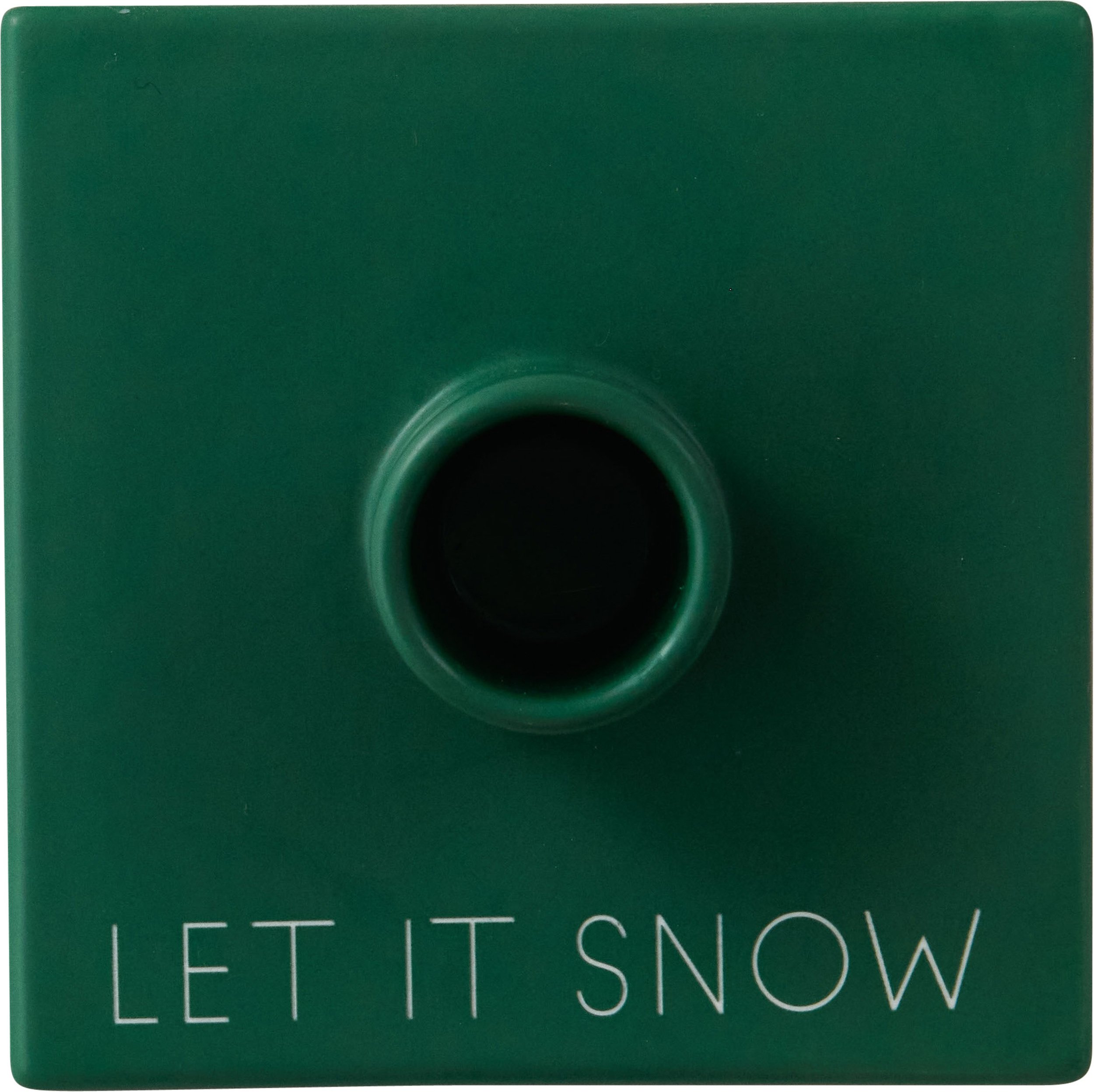 Świecznik na klasyczną świecę Xmas Let It Snow zielony