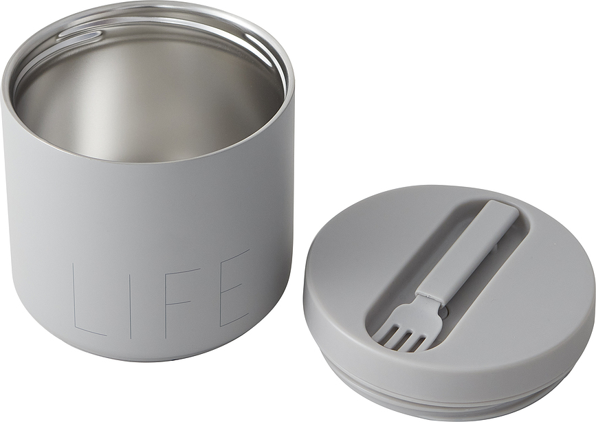 To Go Life Boîte Repas Isotherme grande, avec fourchette, grise, Set 2 pièces