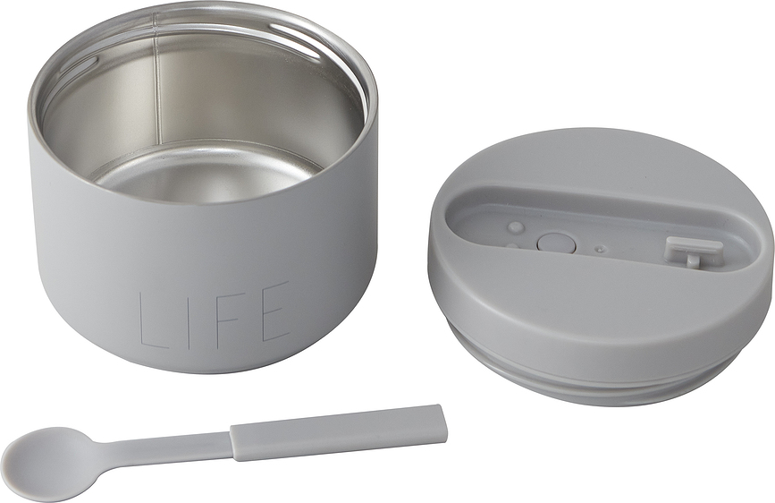 To Go Life Boîte Repas Isotherme petite, grise, avec cuillère, Set 2 pièces