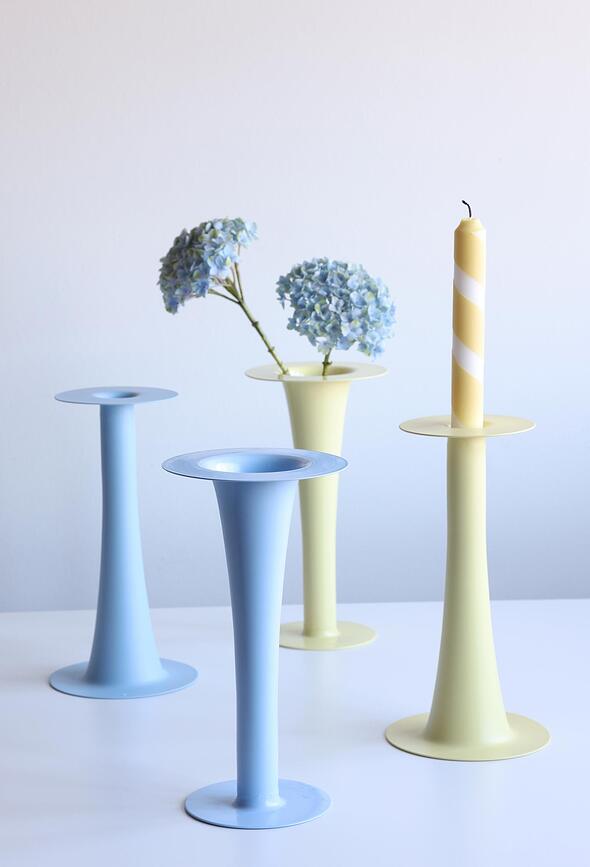 Trumpet Vase et Bougeoir 2-en-1, jaune