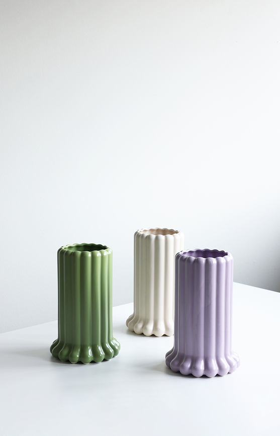 Tubular Βάζο, 24 εκ., μπεζ