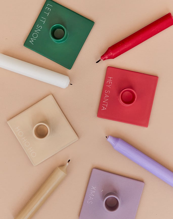 Xmas Hey Santa Bougeoir pour bougie classique, rouge