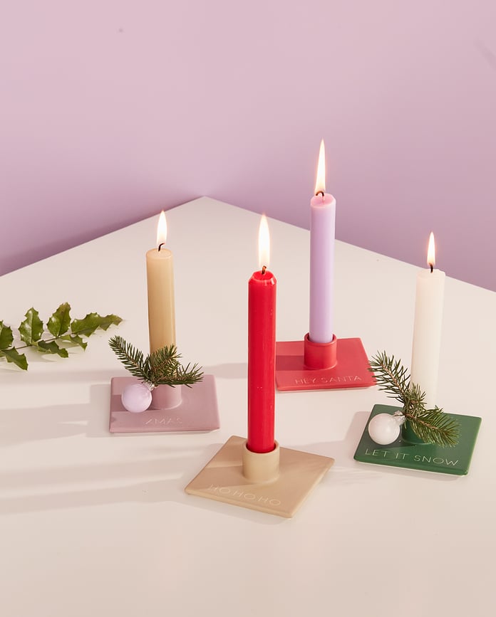 Xmas Hey Santa Bougeoir pour bougie classique, rouge