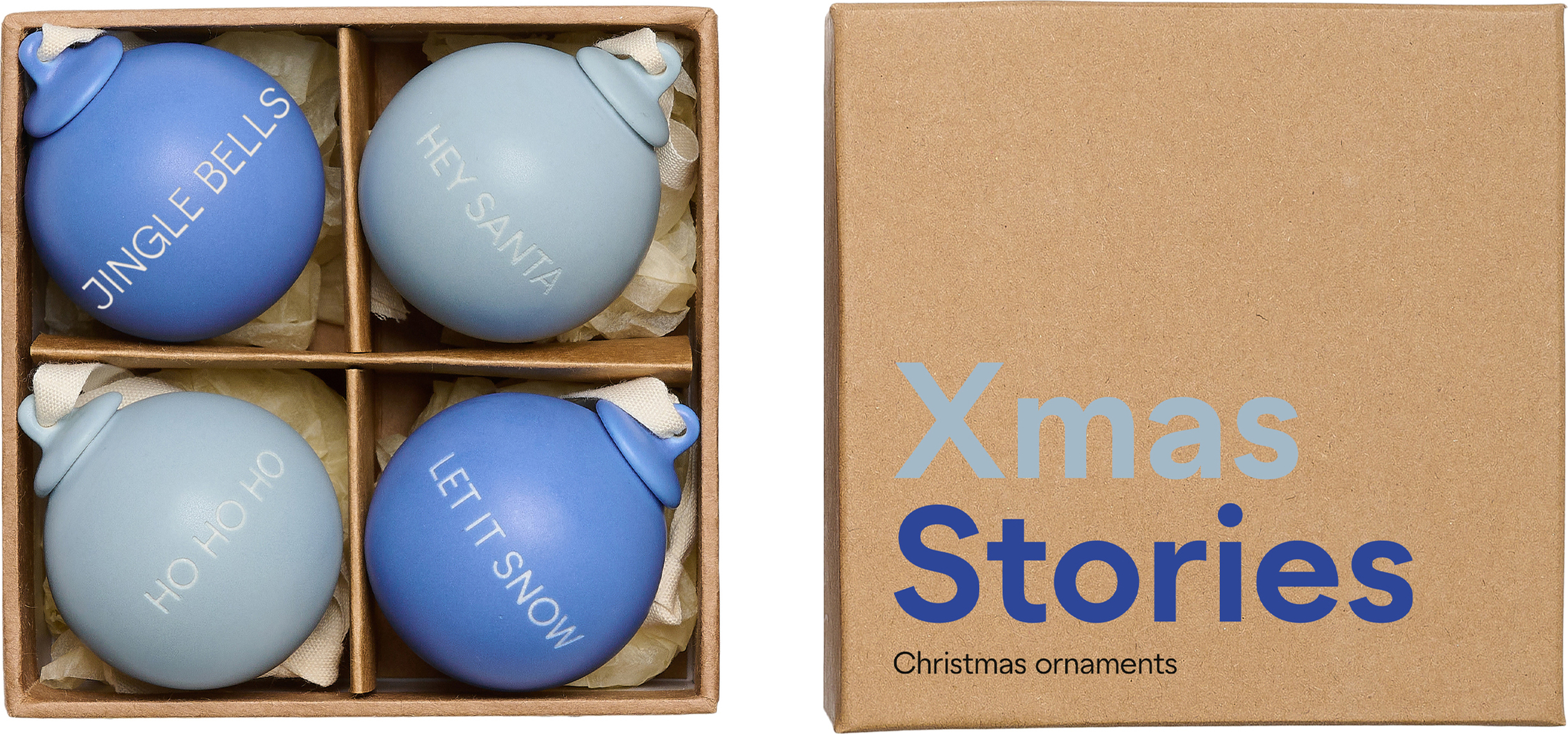 Xmas Stories Weihnachtskugeln 4 cm kobalt und hellblau 4 St.