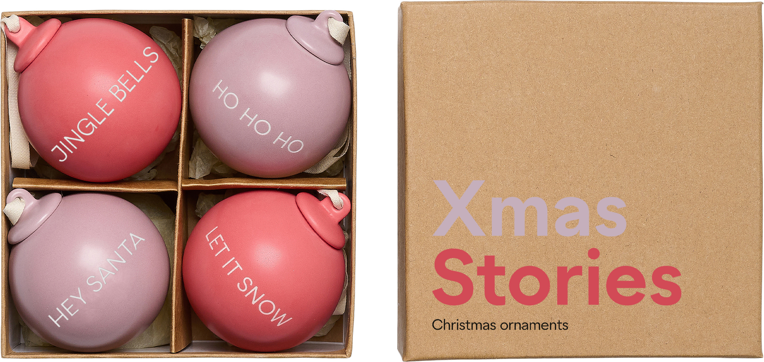 Xmas Stories Weihnachtskugeln 4 cm lavendelfarben und rosenfarben 4 St.