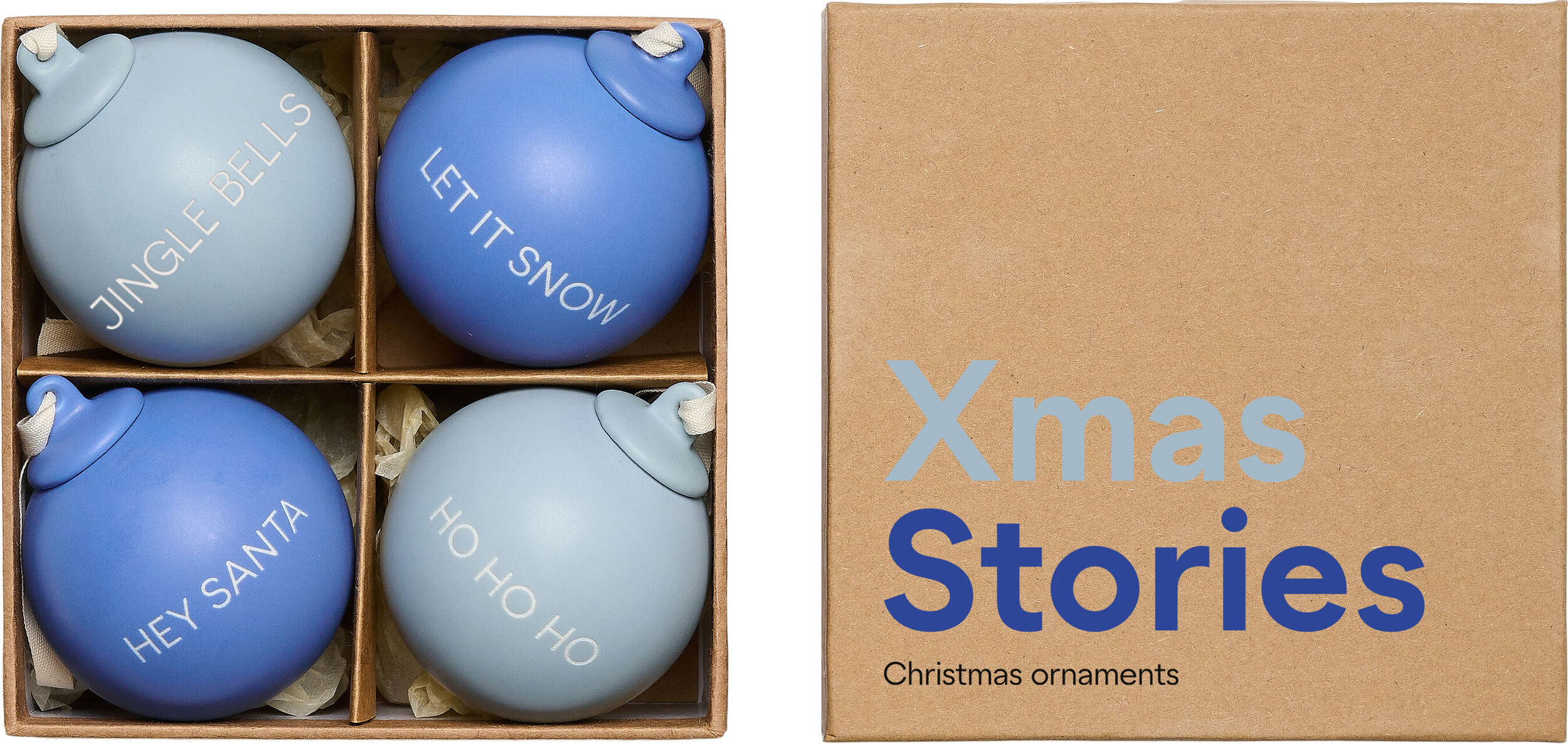 Xmas Stories Weihnachtskugeln 6 cm kobalt und hellblau 4 St.