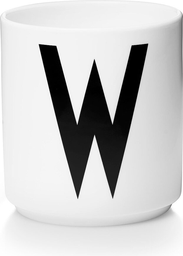 Taza de porcelana AJ, letra W