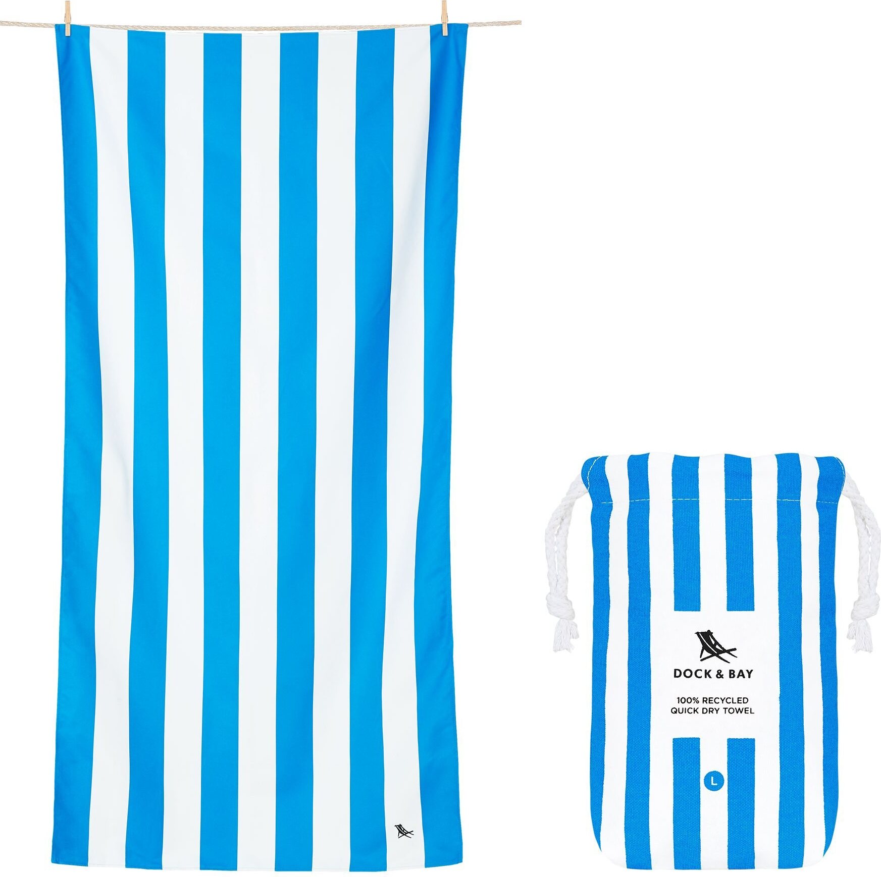 Dock & Bay Strandtuch schnelltrocknend 90 x 160 cm, blau
