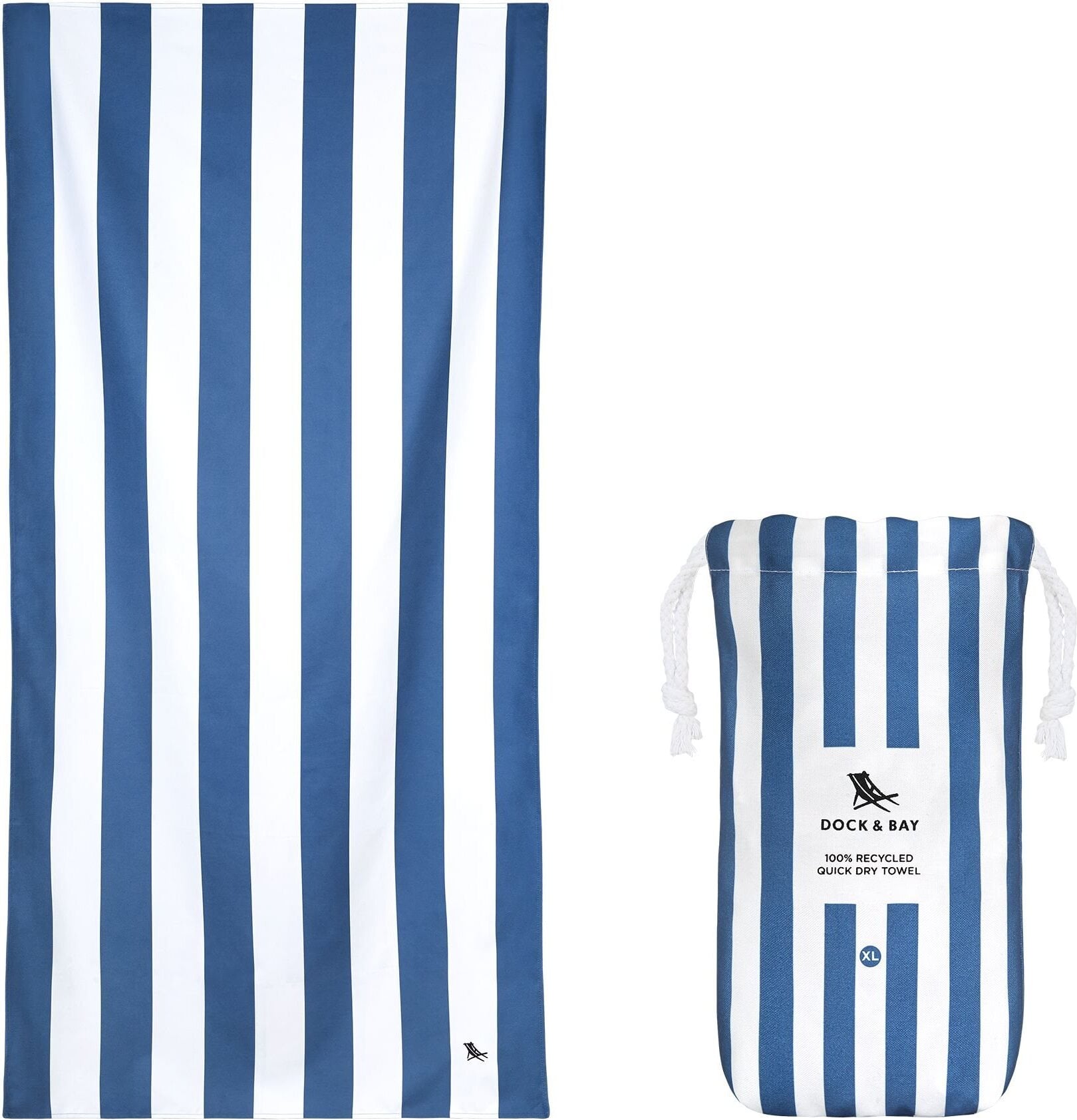 Dock & Bay Strandtuch schnelltrocknend, 90 x 200 cm, marineblau