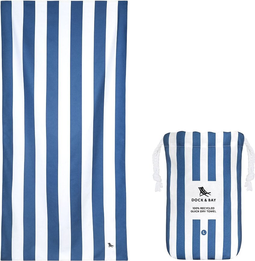 Toalla de Playa de secado rápido Dock & Bay, 90 x 160 cm, azul marino