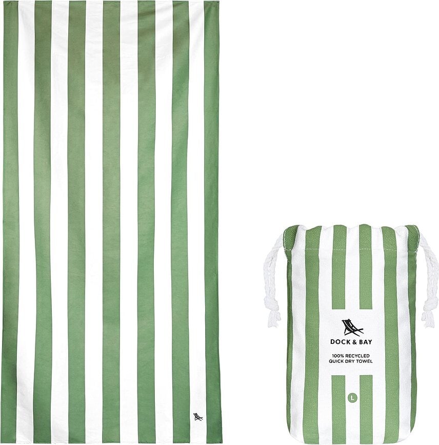 Toalla de playa de secado rápido Dock & Bay, 90 x 160 cm, oliva