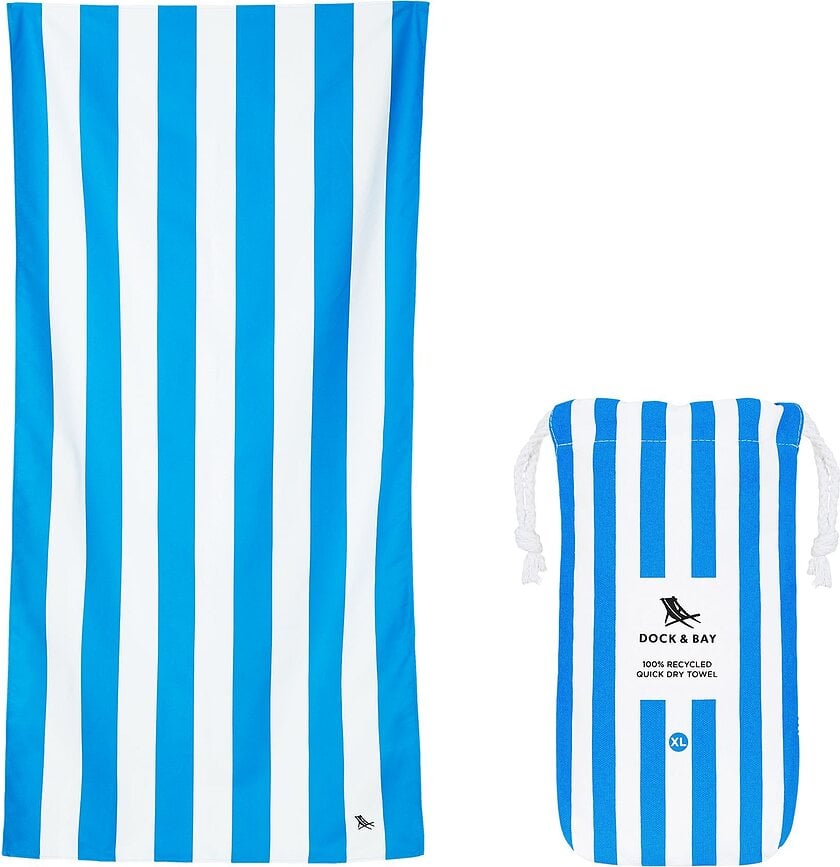 Toalla de Playa de secado rápido Dock & Bay, 90 x 200 cm, azul