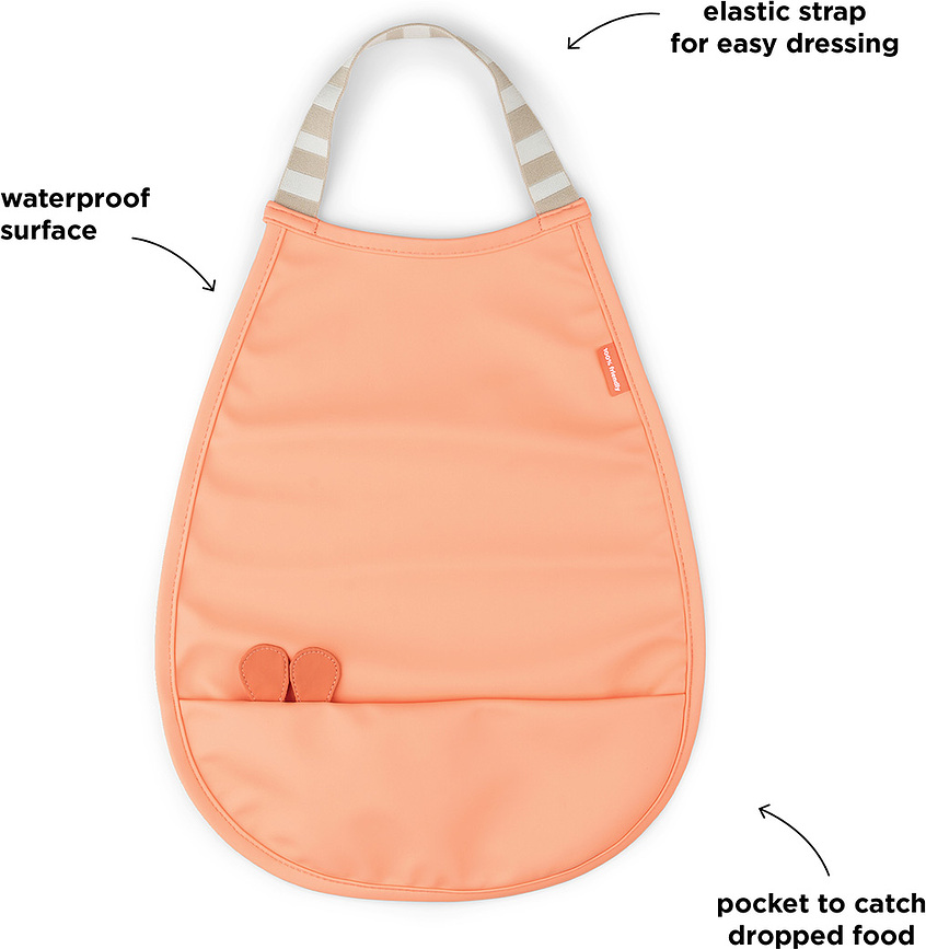 Babero con bolsillo Rafi, coral