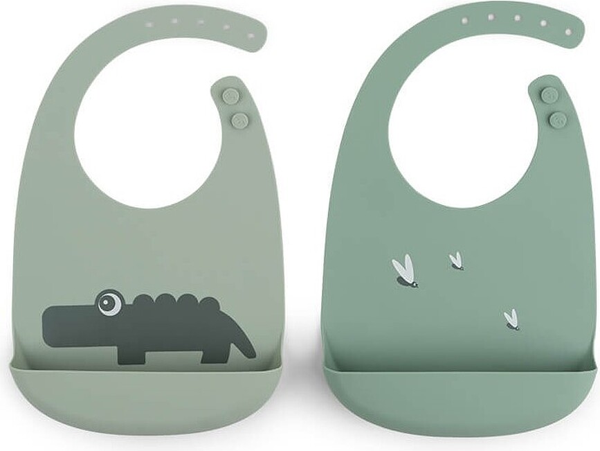Baberos de silicona con bolsillo Done by Deer, Set de 2 unidades