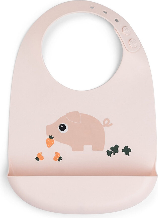Bavoir à poche Tiny Farm Pigee rose