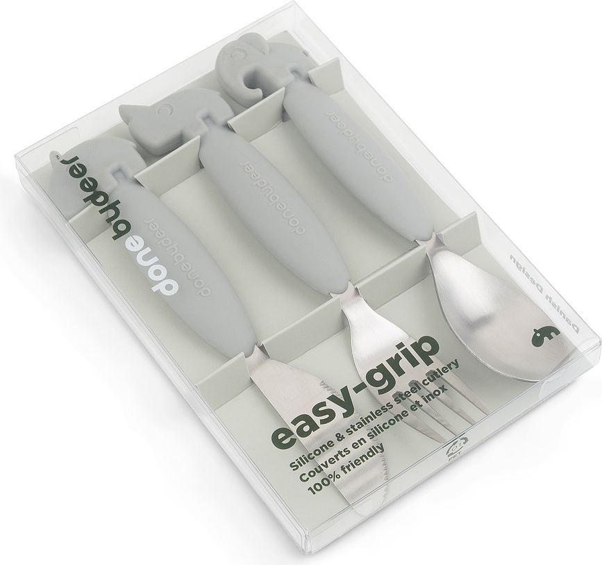 Bestik til børn Easy Grip grå 3 el.