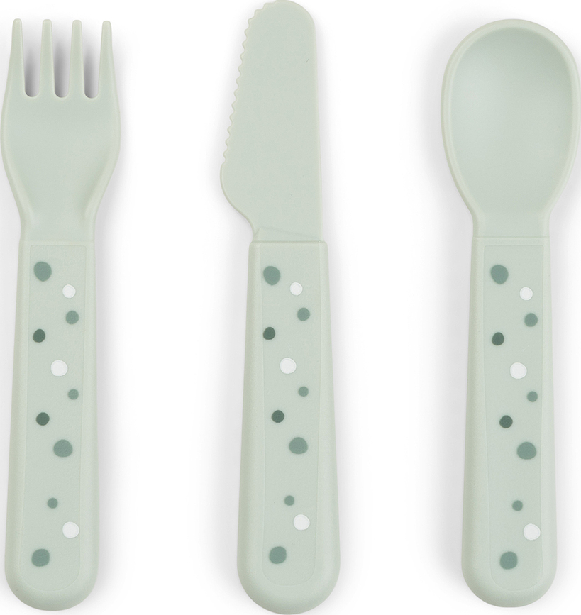 Bestik til børn Foodie Happy Dots grøn 3 el.