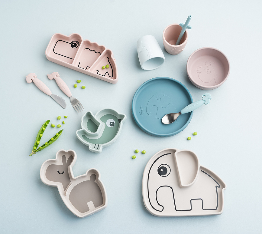 Birdee Assiette avec ventouse, verte