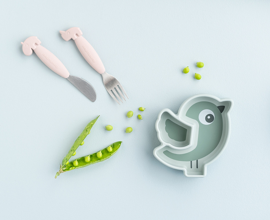 Birdee Assiette avec ventouse, verte