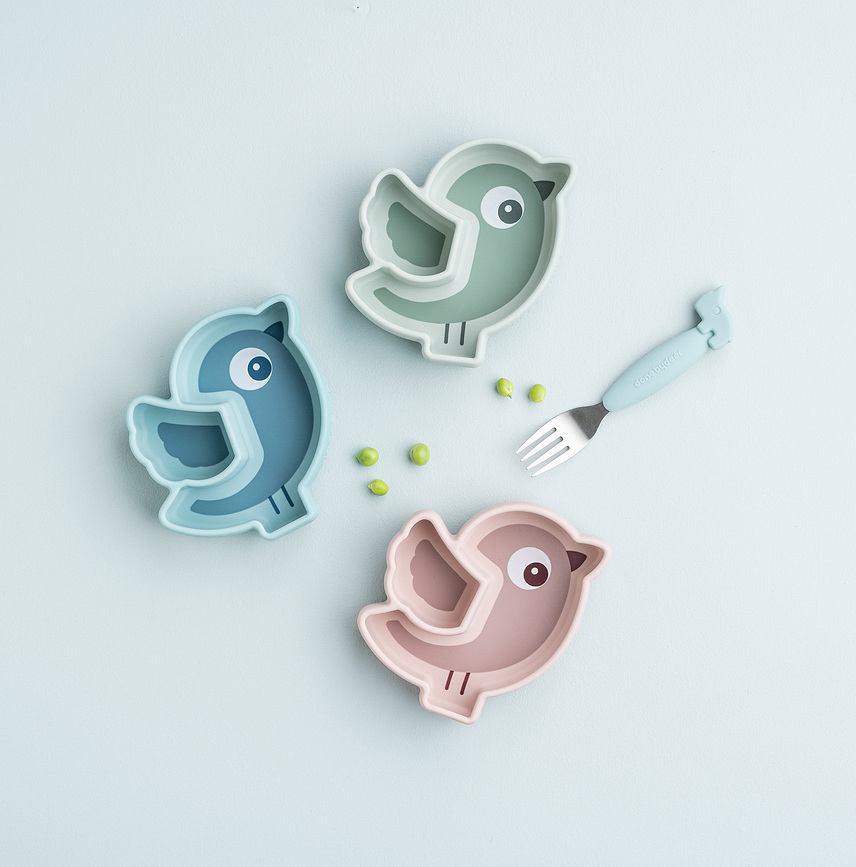 Birdee Assiette avec ventouse, verte