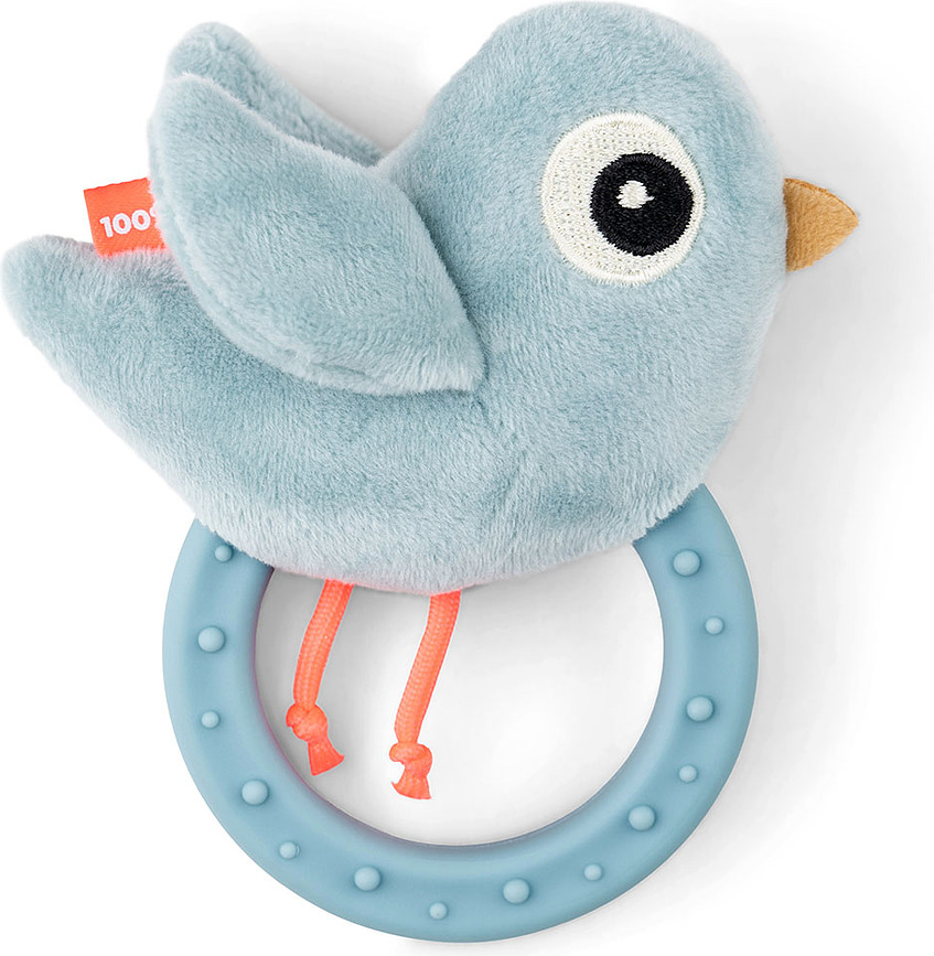 Birdee Hochet avec anneau de dentition, bleu