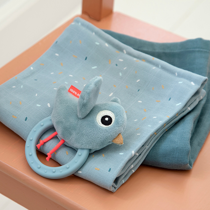 Birdee Ropotuljica z grizalom, modra