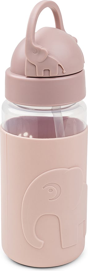 Botella Elphee Easy Grip, 350 ml, rosa, con pajita