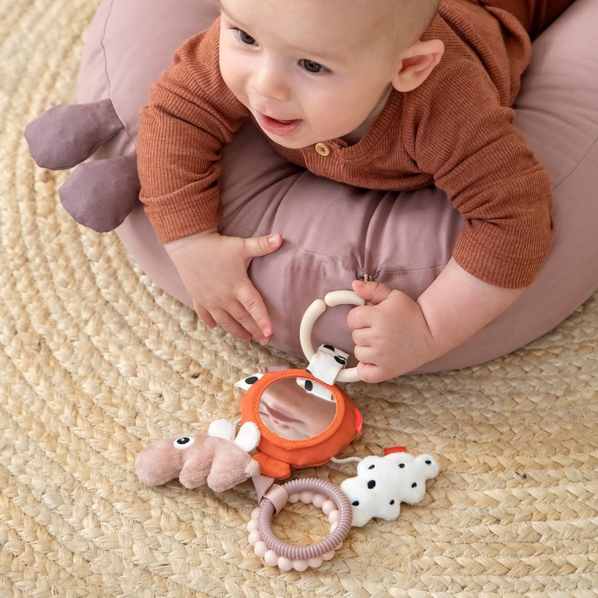 Colgante Sensorial Happy Clouds, naranja, con espejo