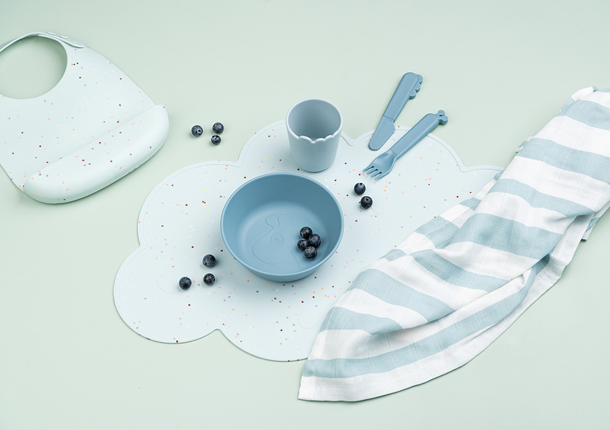 Confetti Set de table, en silicone, bleu