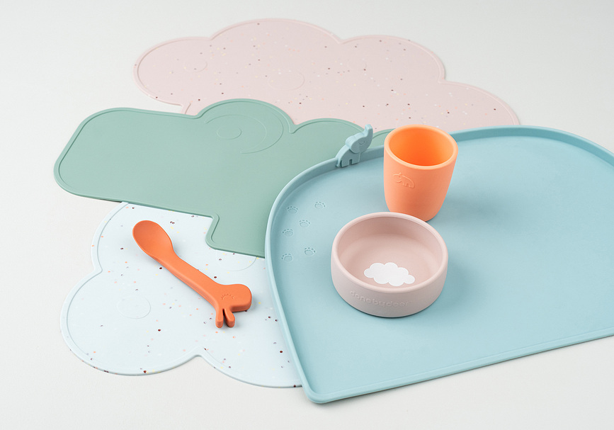 Confetti Set de table, en silicone, bleu