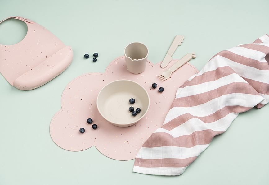 Confetti Set de table, en silicone, bleu