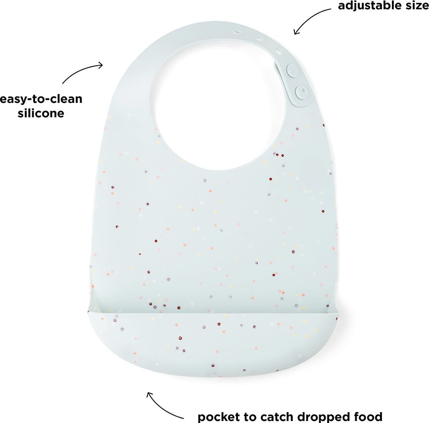 Confetti Podbradnik s džepom silikonski ružičasti